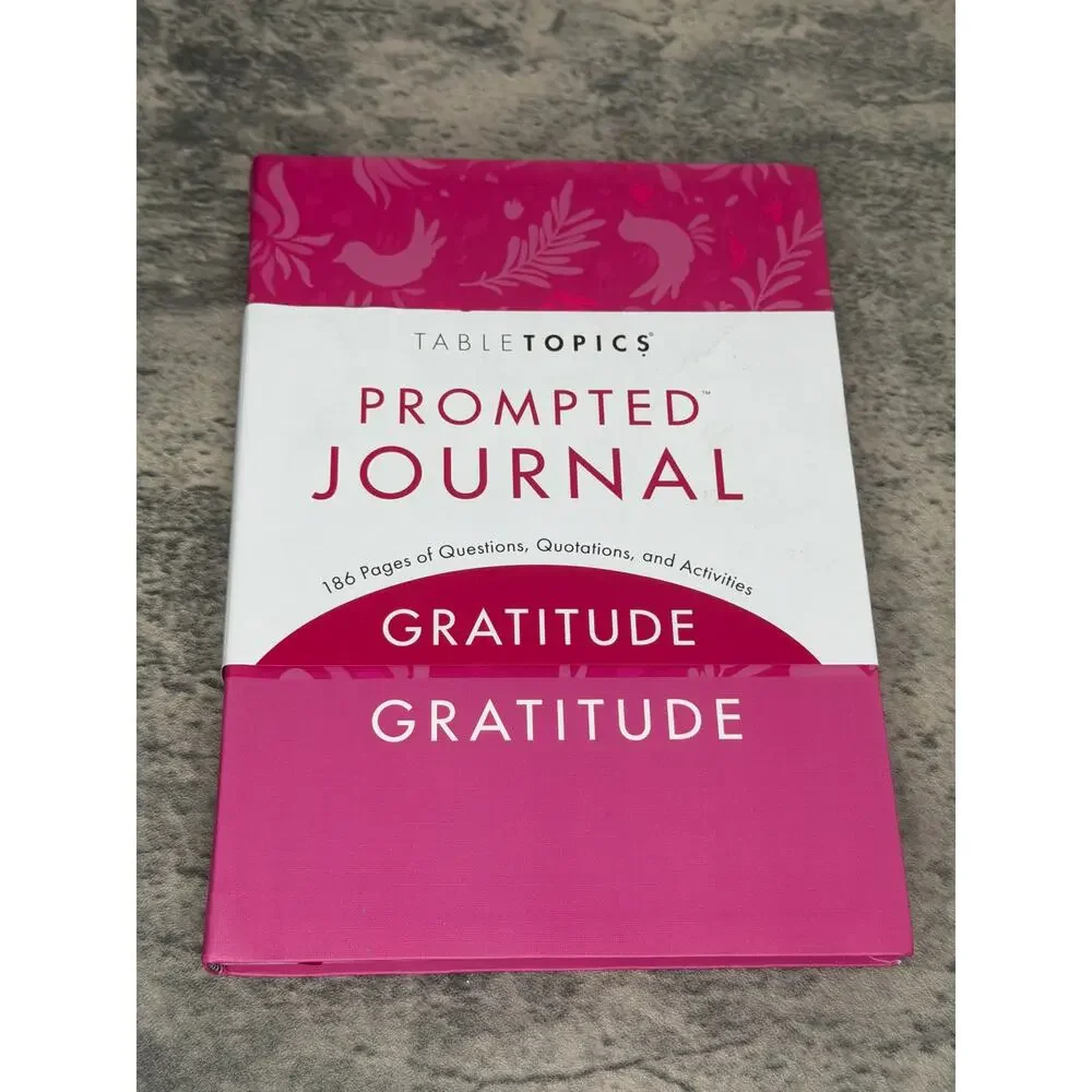TableTopics Gratitude Prompted Journal, Reflection Notebook for Wellness- Pink
